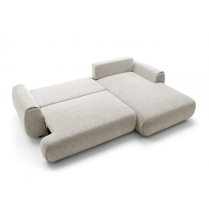 Stilvolles hellbeiges Ecksofa MORENA mit Bettzeugablage für das Wohnzimmer