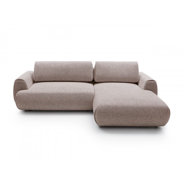 Stilvolles hellrosa Ecksofa MORENA mit Bettzeugablage für das Wohnzimmer
