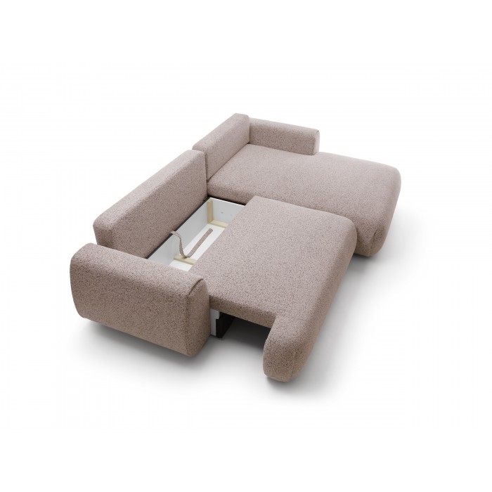 Stilvolles hellrosa Ecksofa MORENA mit Bettzeugablage für das Wohnzimmer
