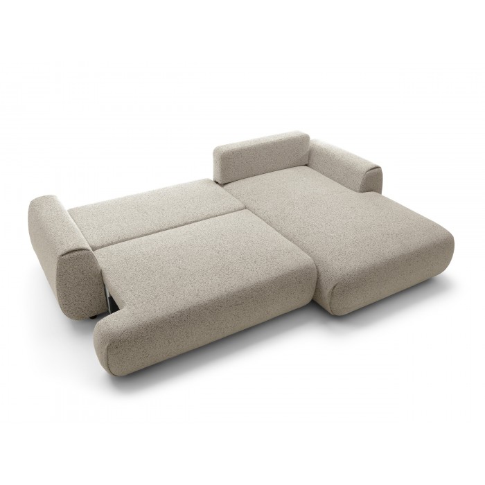 Stilvolles dunkelbeiges Ecksofa MORENA mit Bettzeugablage für das Wohnzimmer