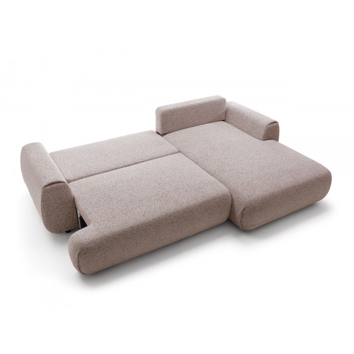 Stilvolles hellrosa Ecksofa MORENA mit Bettzeugablage für das Wohnzimmer