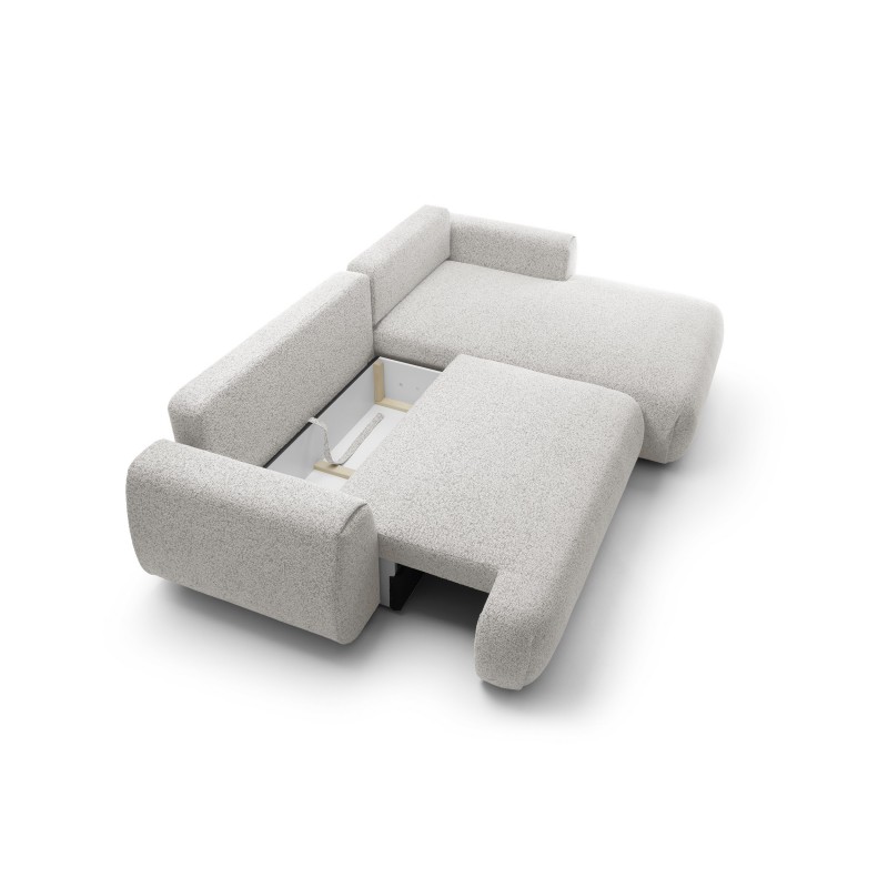 Stilvolles hellgraues Ecksofa MORENA mit Bettzeugablage für das Wohnzimmer 6/9
