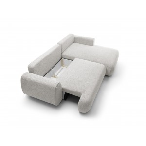 Stilvolles hellgraues Ecksofa MORENA mit Bettzeugablage für das Wohnzimmer 6/9