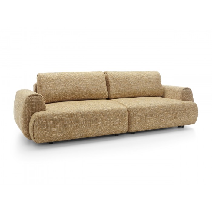 Stilvolles gelbes Sofa MORENA mit Kissen und Bettzeugfach