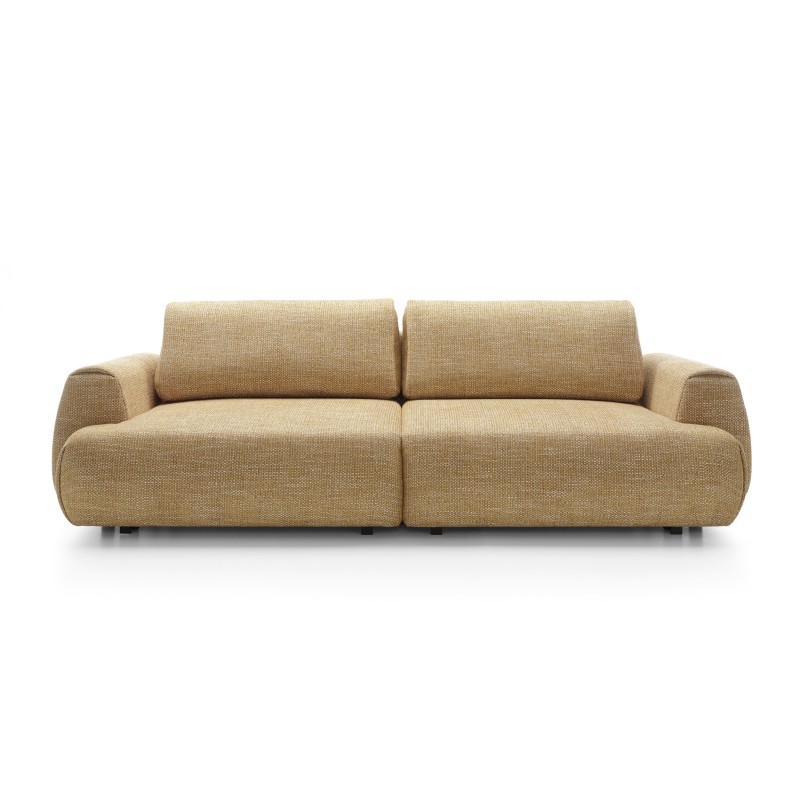 Stilvolles gelbes Sofa MORENA mit Kissen und Bettzeugfach 2/9