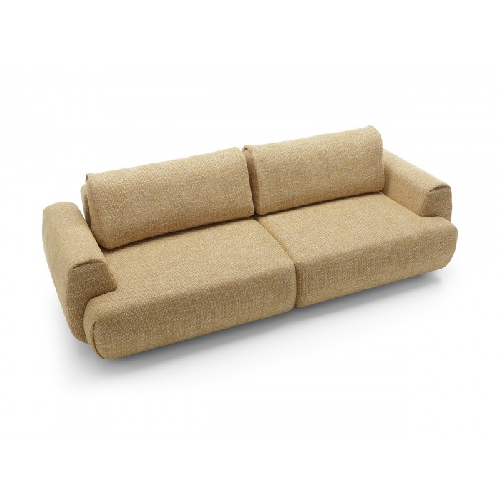 Stilvolles gelbes Sofa MORENA mit Kissen und Bettzeugfach