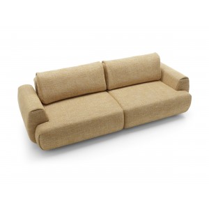 Stilvolles gelbes Sofa MORENA mit Kissen und Bettzeugfach 5/9