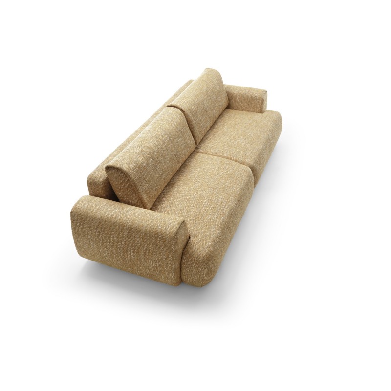 Stilvolles gelbes Sofa MORENA mit Kissen und Bettzeugfach 6/9