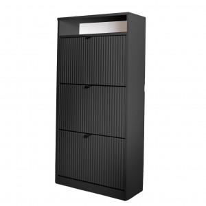 Schuhschrank dreitürig schwarz geriffelt MIA schwarzer Griff 1/9