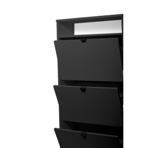 Schuhschrank dreitürig schwarz geriffelt MIA schwarzer Griff 3/9