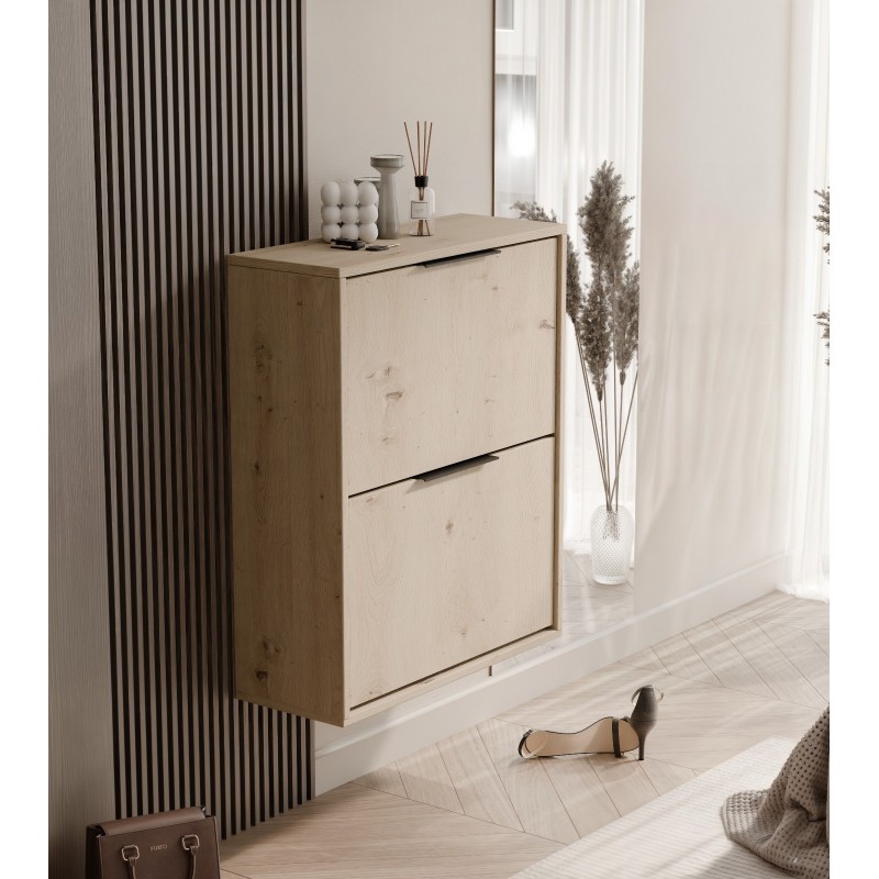 Kompakt-Schuhschrank NILO - Eiche artisan, 2-türig 2/9