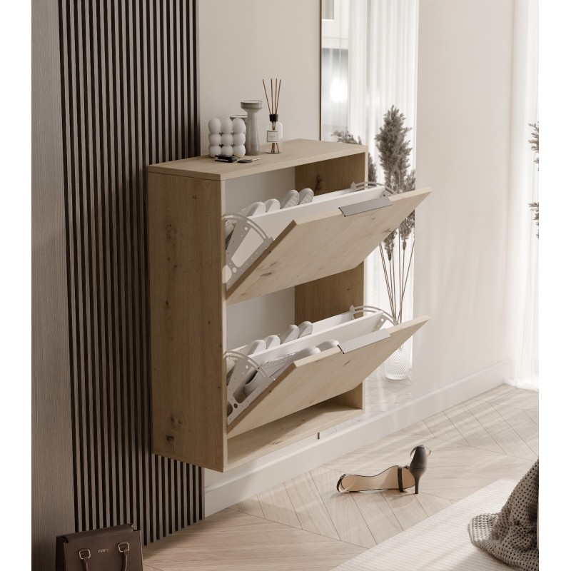 Kompakt-Schuhschrank NILO - Eiche artisan, 2-türig 3/9