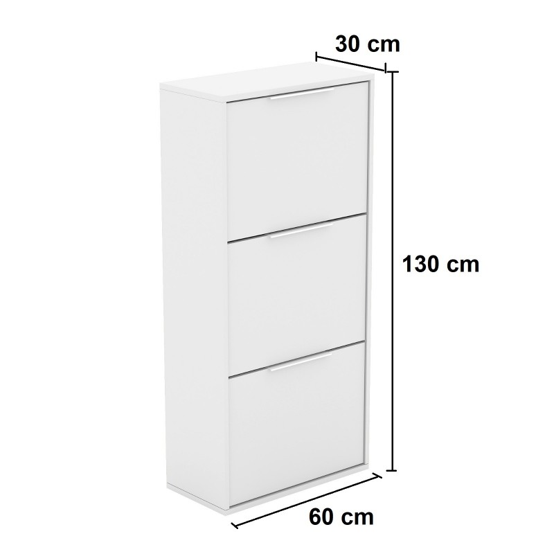 Schuhschrank NILO 60×130, sandbeige, 3-türig, stehend oder wandhängend 5/9