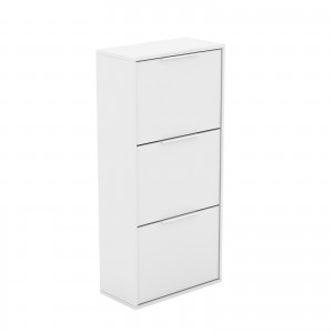 Weißer Schuhschrank NILO 3S - 3 Türen, minimalistisch 1/9