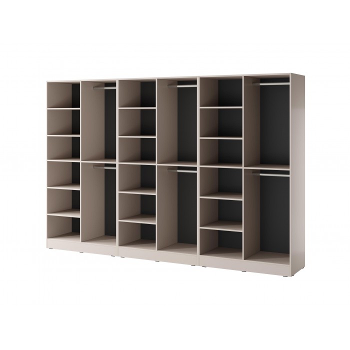 Satz von 3 modularen Schränken SANDBOX 2X NOVA cashmere + FLUTES mit LED-Beleuchtung