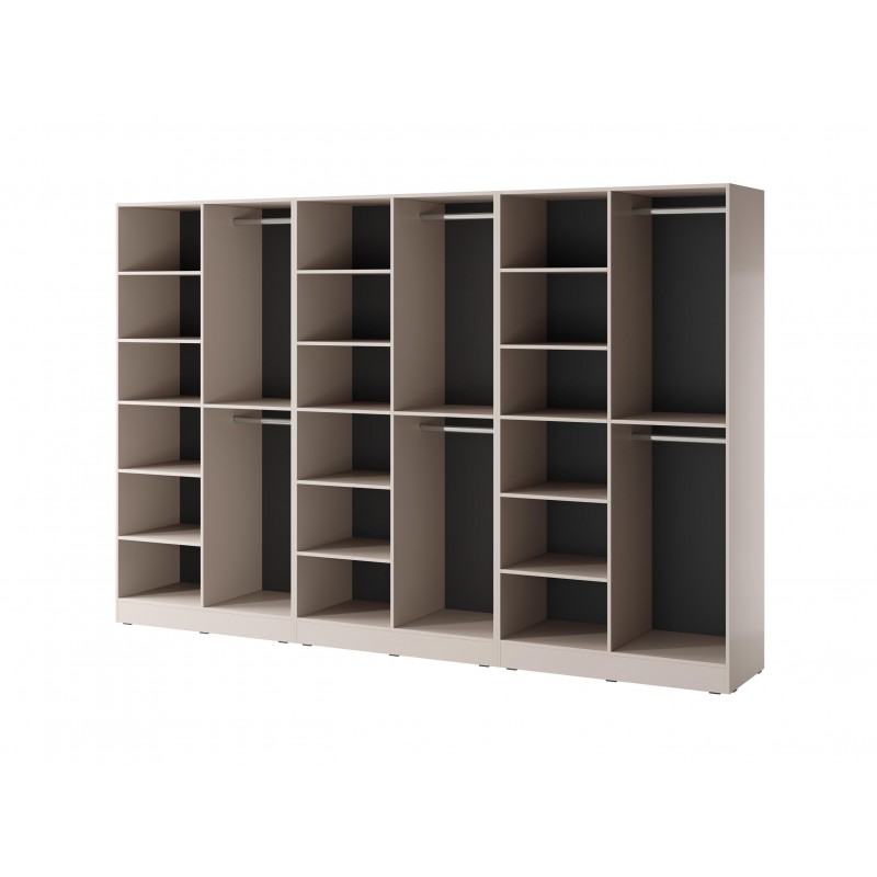 Satz von 3 modularen Schränken SANDBOX 2X NOVA cashmere + FLUTES mit LED-Beleuchtung 3/9