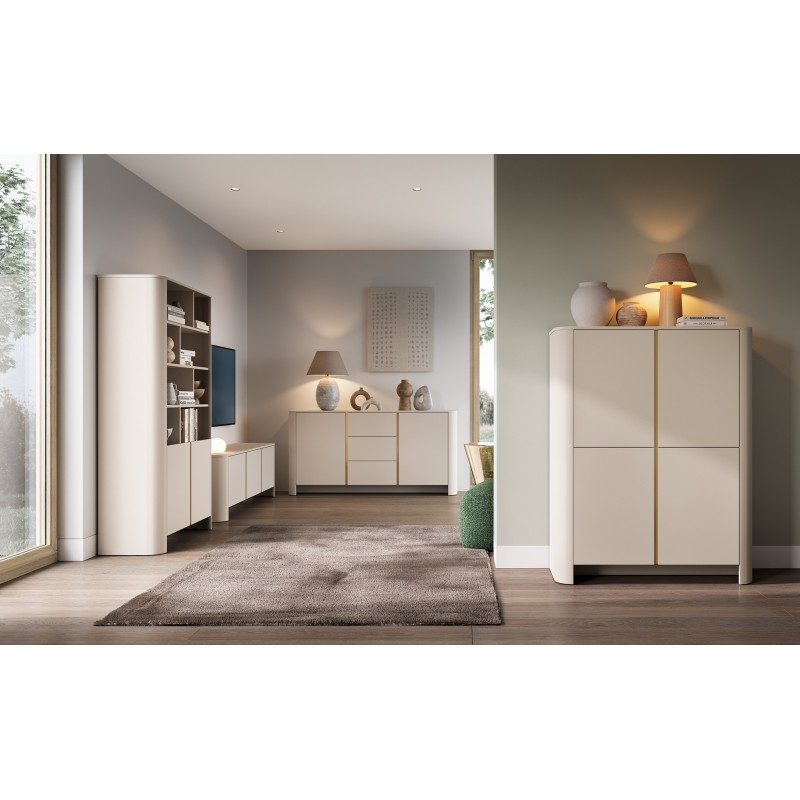 Moderner dreitüriger RTV-Schrank FARI cashmere für das Wohnzimmer 5/9