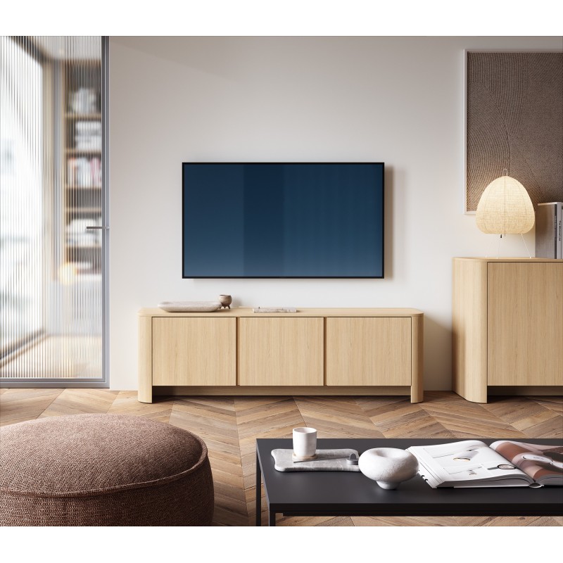 Moderner dreitüriger RTV-Schrank FARI Eiche vincenza für das Wohnzimmer 4/9