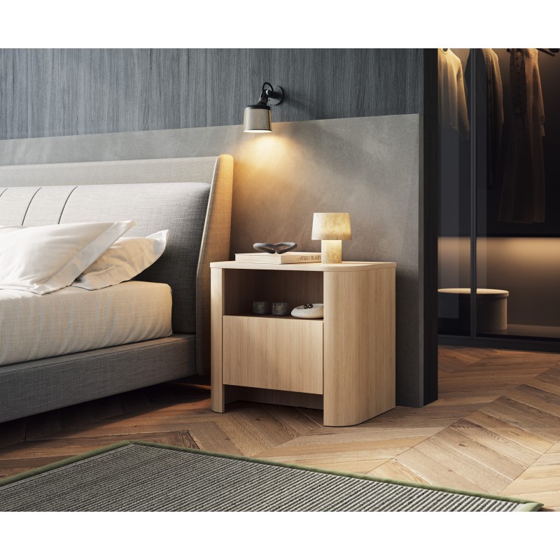 Stilvoller Nachttisch mit Schublade FARI Eiche vincenza im modernen Stil für das Schlafzimmer 4/9
