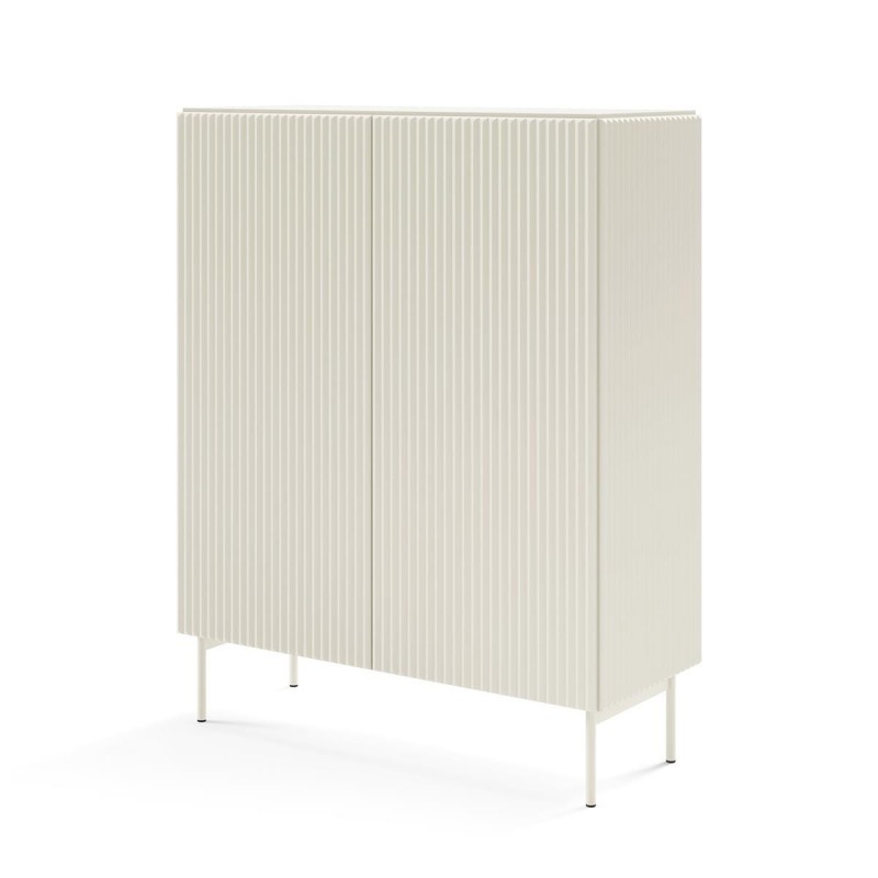 TUTTI hohe geriffelte Kommode für Wohnzimmer zweitürig Cashmere