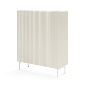 TUTTI hohe geriffelte Kommode für Wohnzimmer zweitürig Cashmere 1/9