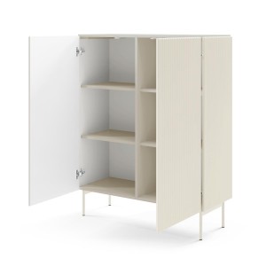 TUTTI hohe geriffelte Kommode für Wohnzimmer zweitürig Cashmere 2/9