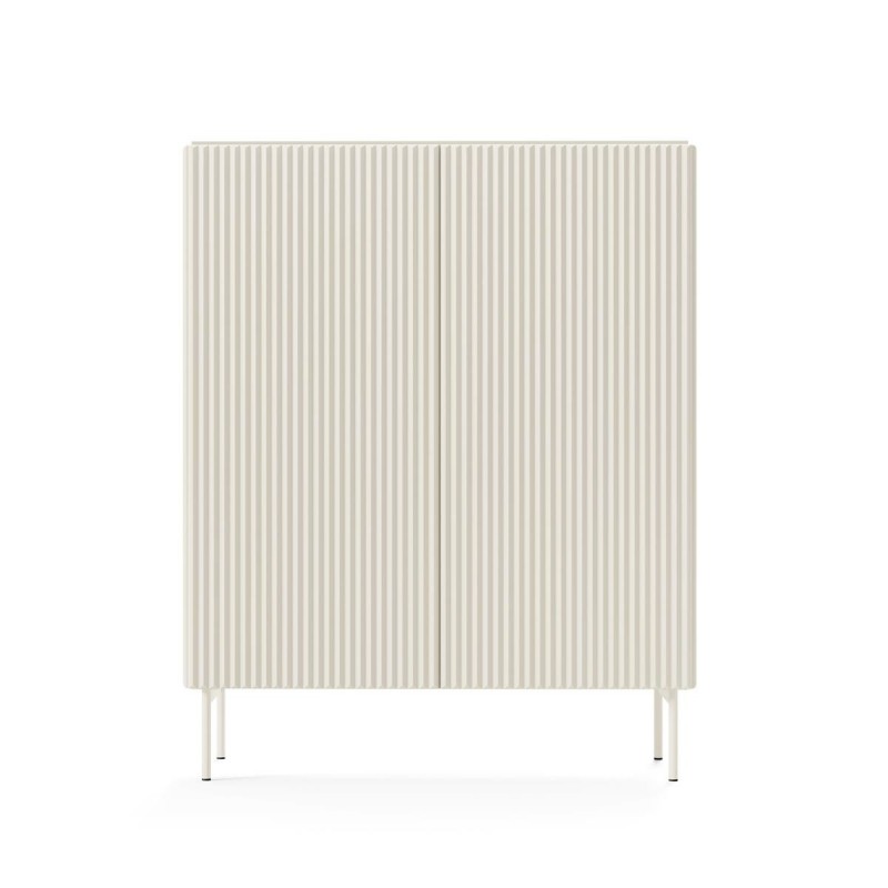 TUTTI hohe geriffelte Kommode für Wohnzimmer zweitürig Cashmere 4/9