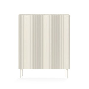 TUTTI hohe geriffelte Kommode für Wohnzimmer zweitürig Cashmere 4/9