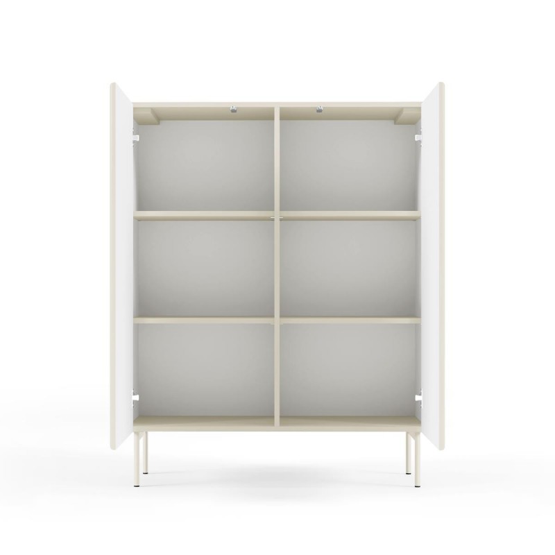 TUTTI hohe geriffelte Kommode für Wohnzimmer zweitürig Cashmere 5/9