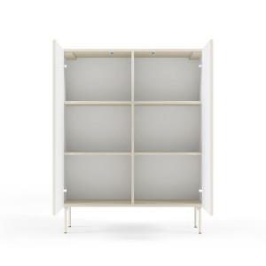 TUTTI hohe geriffelte Kommode für Wohnzimmer zweitürig Cashmere 5/9