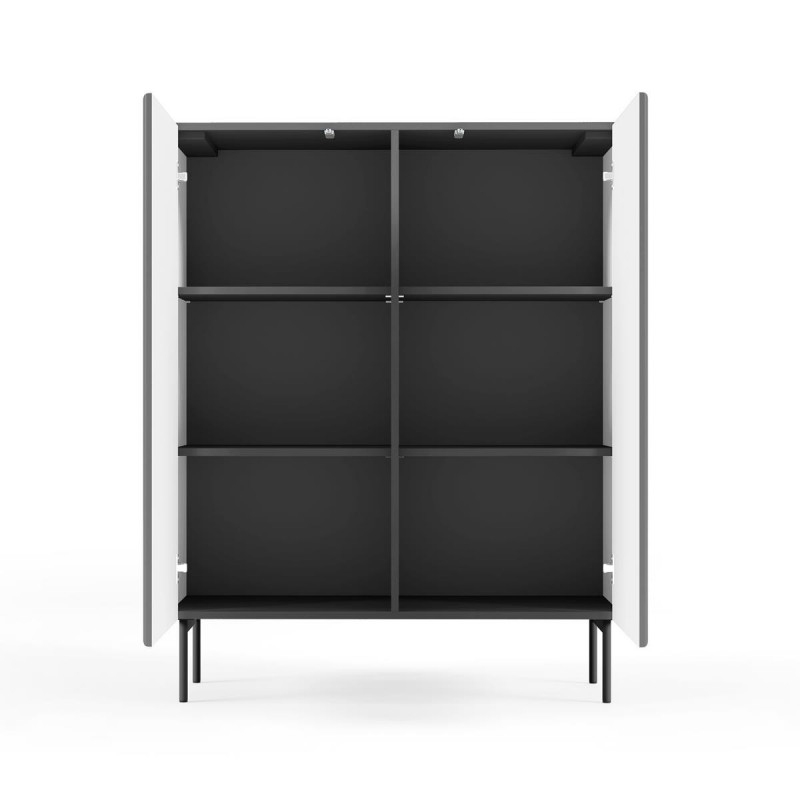 Schwarze Kommode TUTTI hoch 123 cm - push-to-open, geriffelte Details 5/9