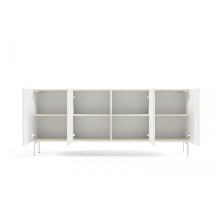TUTTI 195 cm breite viertürige Kommode auf Metallfüßen Cashmere