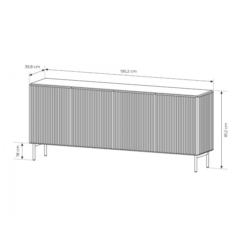 TUTTI 195 cm breite viertürige Kommode auf Metallfüßen Cashmere 6/9