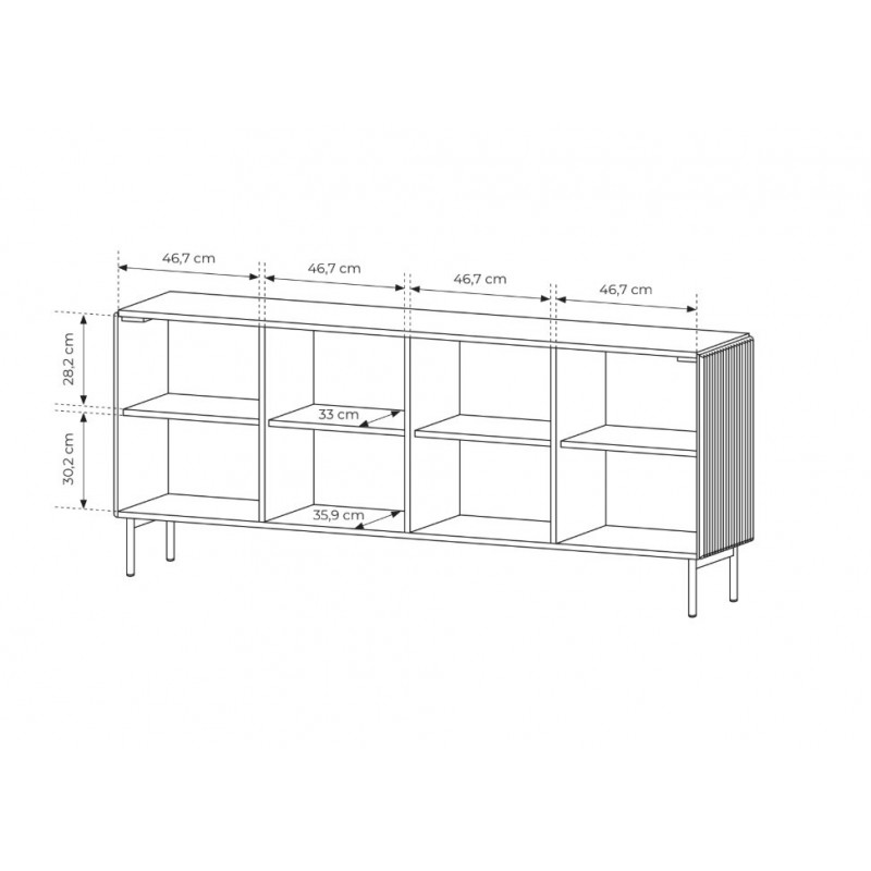 TUTTI 195 cm breite viertürige Kommode auf Metallfüßen Cashmere 7/9