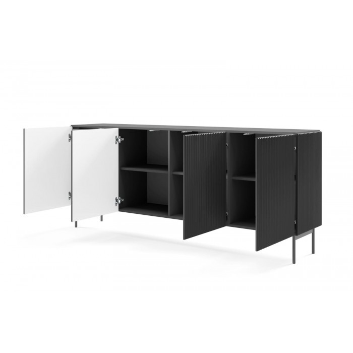 Breite viertürige Kommode TUTTI Schwarz 195 cm...