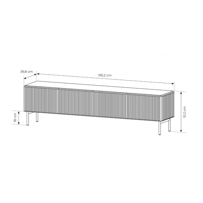 Kaschmir breiter 4-türiger RTV-Schrank TUTTI 195 cm mit Flügeltüren 6/9