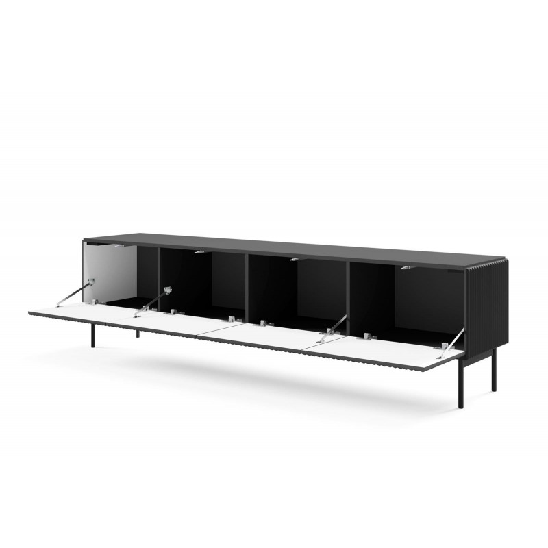 Breite RTV Schrank für Wohnzimmer vier Türen TUTTI 195 cm Schwarz 2/9
