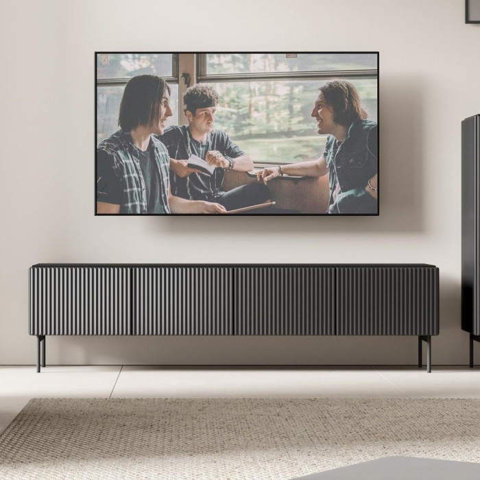Breite RTV Schrank für Wohnzimmer vier Türen TUTTI 195 cm Schwarz