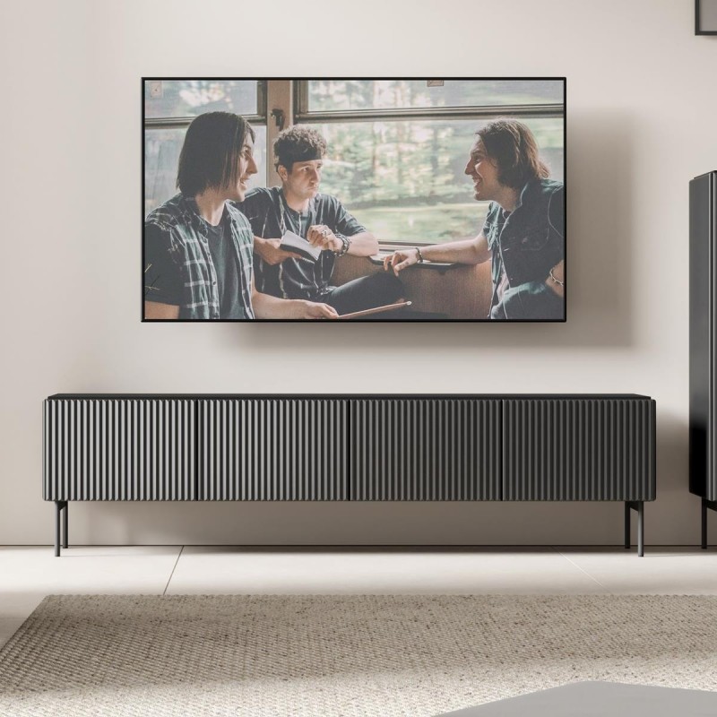 Breite RTV Schrank für Wohnzimmer vier Türen TUTTI 195 cm Schwarz 3/9