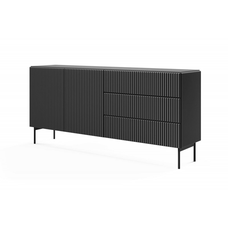 Zweitürige Kommode mit breiten Schubladen TUTTI Schwarz 177 cm für Wohnzimmer