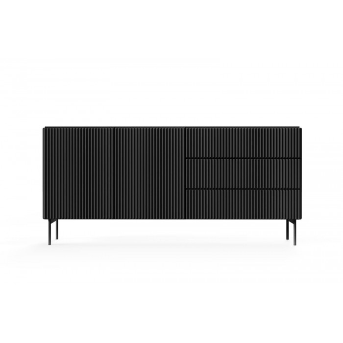 Zweitürige Kommode mit breiten Schubladen TUTTI Schwarz 177 cm für Wohnzimmer