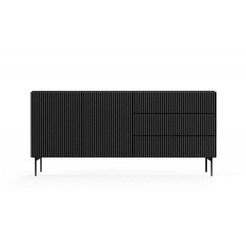 Zweitürige Kommode mit breiten Schubladen TUTTI Schwarz 177 cm für Wohnzimmer 4/9