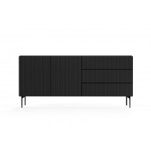 Zweitürige Kommode mit breiten Schubladen TUTTI Schwarz 177 cm für Wohnzimmer 4/9