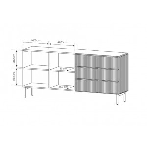 Zweitürige Kommode mit breiten Schubladen TUTTI Schwarz 177 cm für Wohnzimmer 7/9