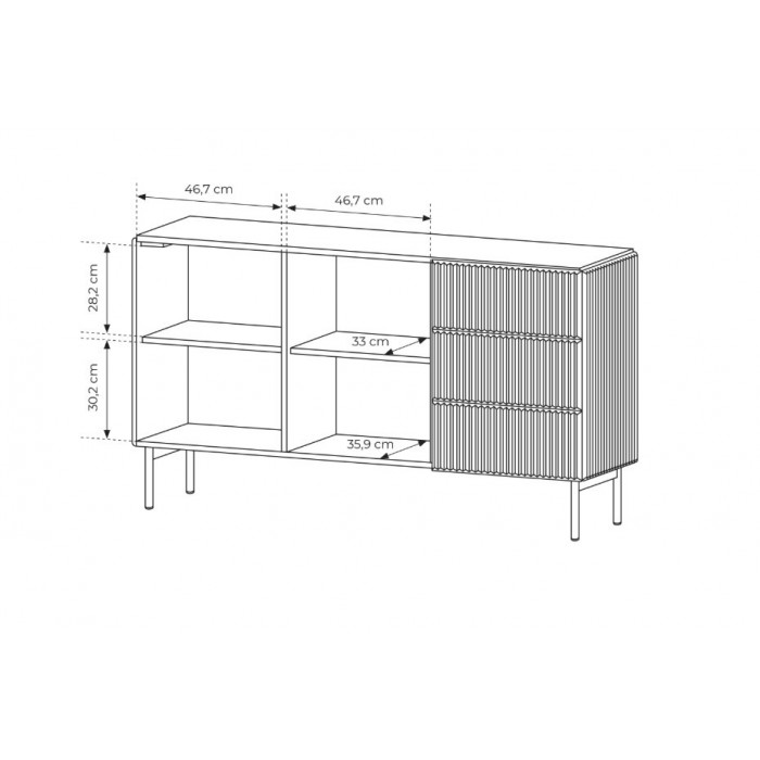 Zweitürige Kommode aus Kaschmir TUTTI 147 cm
