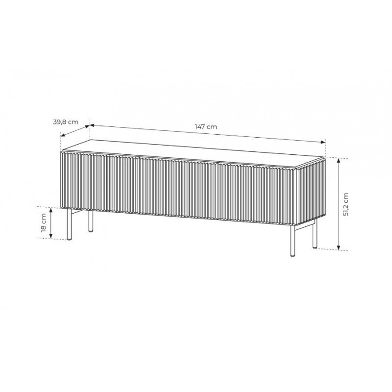 TUTTI 147 cm Kaschmir eleganter dreitüriger RTV-Schrank mit Scharnierdeckel 5/9