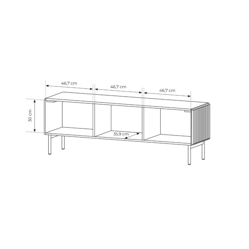 TUTTI 147 cm Kaschmir eleganter dreitüriger RTV-Schrank mit Scharnierdeckel 6/9