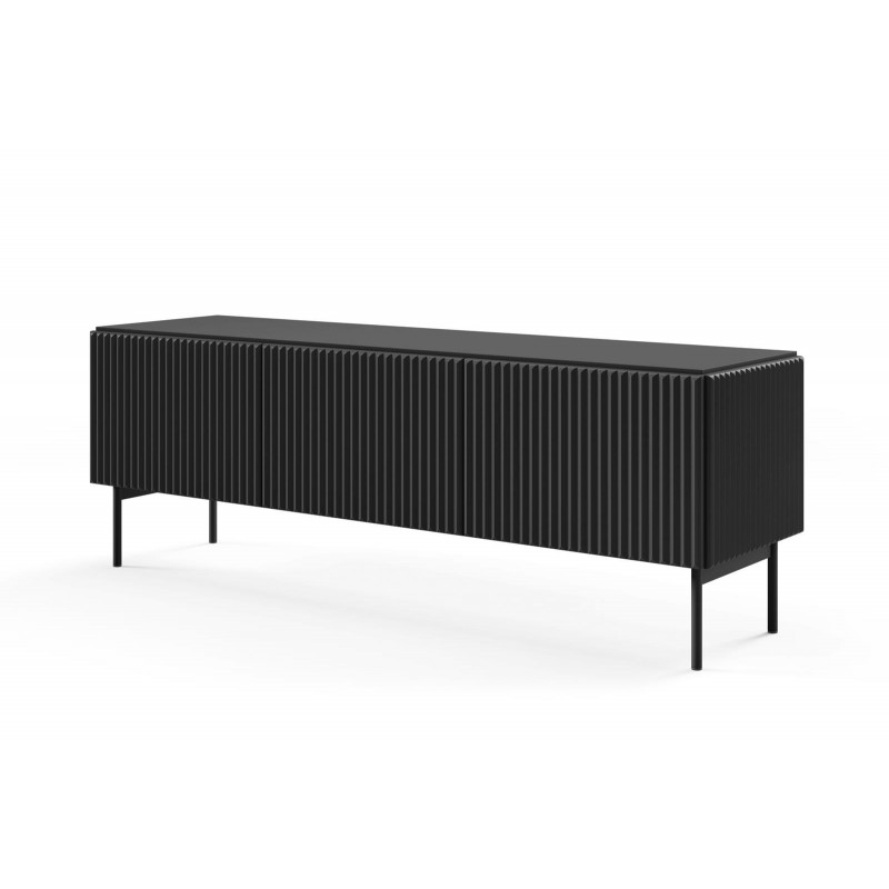 Stilvoller schwarzer schmaler RTV-Schrank TUTTI 147 cm Flügeltür nach unten