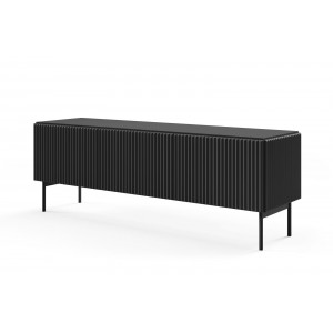 Stilvoller schwarzer schmaler RTV-Schrank TUTTI 147 cm Flügeltür nach unten 1/9