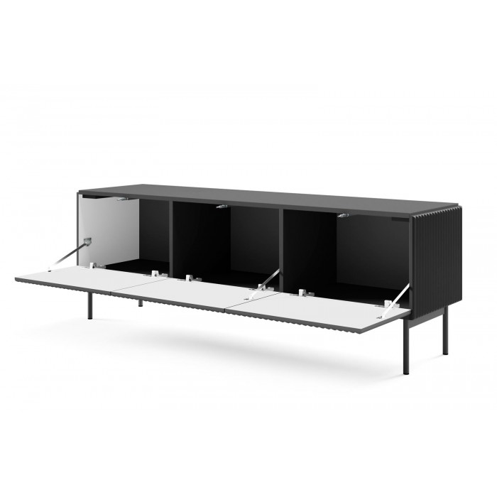 Stilvoller schwarzer schmaler RTV-Schrank TUTTI...